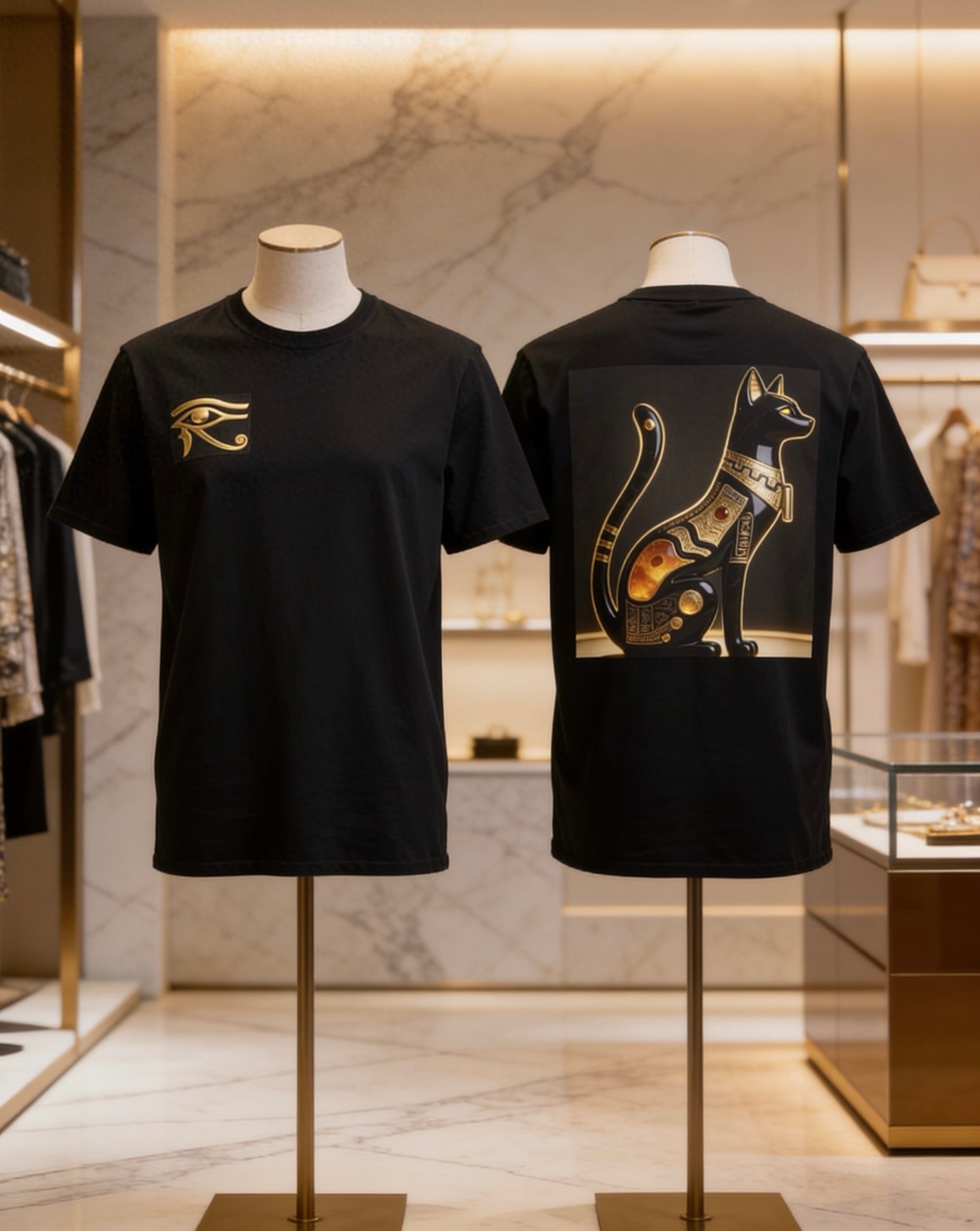 Bastet T-shirt by Dark District in black streetwear style